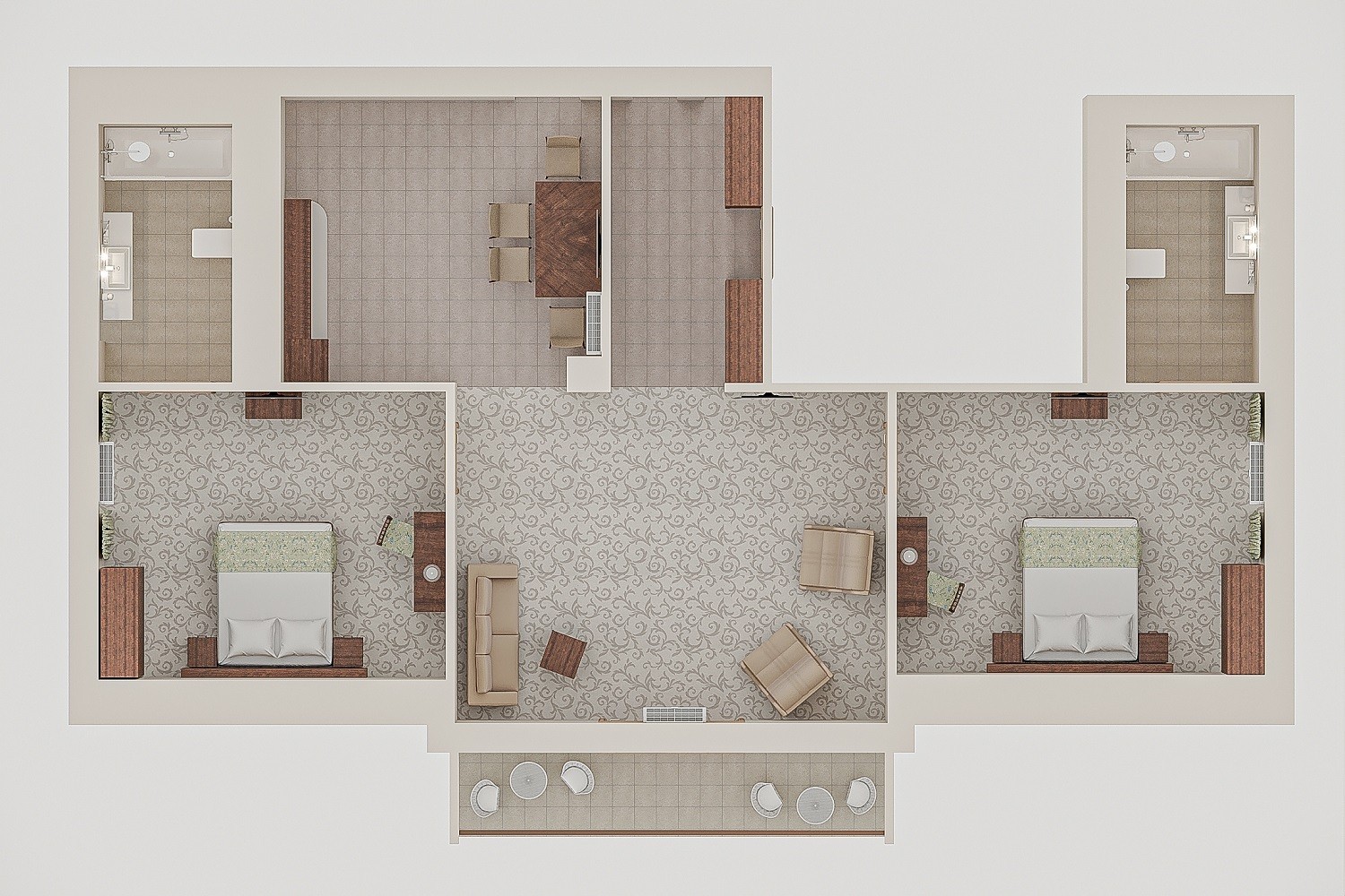 4-местный 4-комнатный AptS